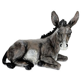 Lying donkey statue in fiberglass for 160 cm Lando Landi nativity scene outdoors