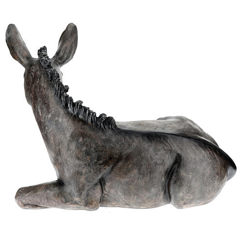 Lying donkey statue in fiberglass, 160 cm Lando Landi nativity scene outdoors 10