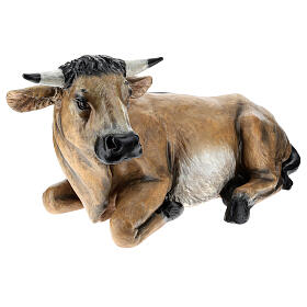 Lying ox, outdoor fibreglass statue for Landi's Nativity Scene of 160 cm