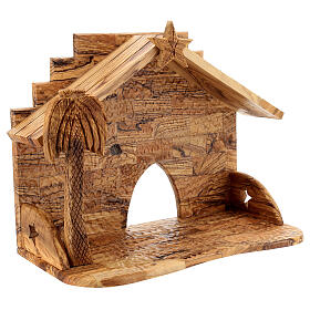 Olivewood stable for Nativity Scene with characters of 16 cm 30x35x20 cm