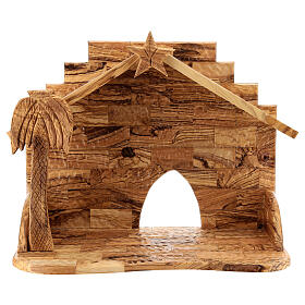 Cabana madeira de oliveira para presépio com figuras de 16 cm 30x35x20 cm