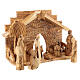 Olivewood stable for Nativity Scene with 12 figurines of 12 cm 20x30x15 cm s3