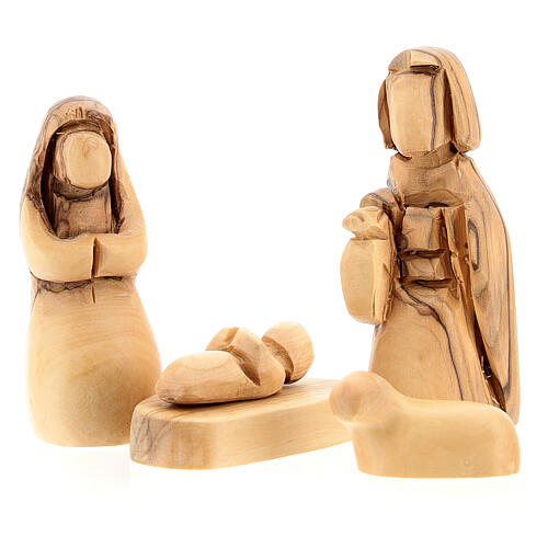 Olive wood nativity 8 cm Holy Family statues 15x15x19 cm 3