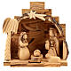 Olive wood nativity 8 cm Holy Family statues 15x15x19 cm s1