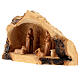 Olivewood Nativity Scene in a cave, 7 cm figurines, 15x25x10 cm s3