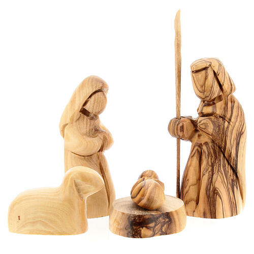 Olivewood Nativity Scene with 7 cm figurines 15x15x10 cm 2