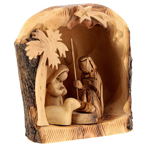 Olivewood Nativity Scene with 7 cm figurines 15x15x10 cm 4