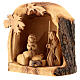 Olivewood Nativity Scene with 7 cm figurines 15x15x10 cm s3