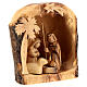 Olivewood Nativity Scene with 7 cm figurines 15x15x10 cm s4