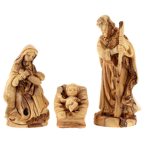 Complete nativity set olive wood 13 carved figurines 15 cm 2