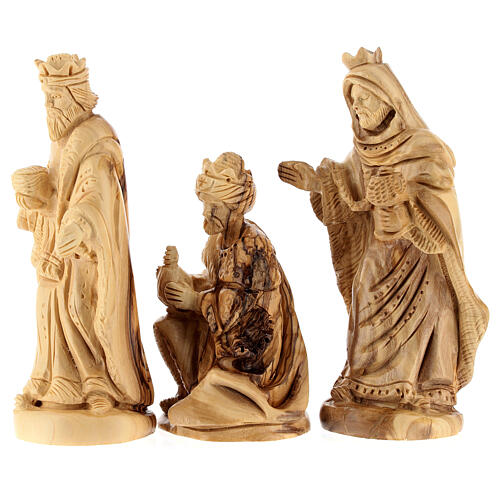 Complete nativity set olive wood 13 carved figurines 15 cm 5
