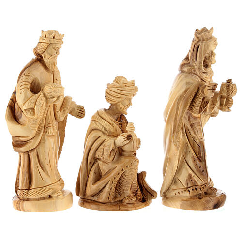 Complete nativity set olive wood 13 carved figurines 15 cm 6
