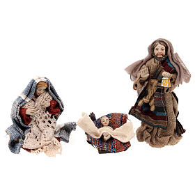 Nativity Scene of 11 cm, set of 16 resin and fabric figurines
