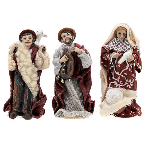 Conjunto 16 figuras presépio de Natal resina e tecido 5