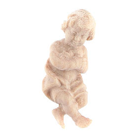 Figura Menino Jesus de madeira natural pinheiro cembro para presépio de montanha de 12 cm