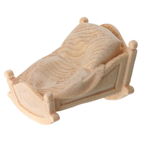 Infant Jesus' rocking cradle for Mountain Nativity Scene with 12 cm characters, Swiss pine natural wood 2