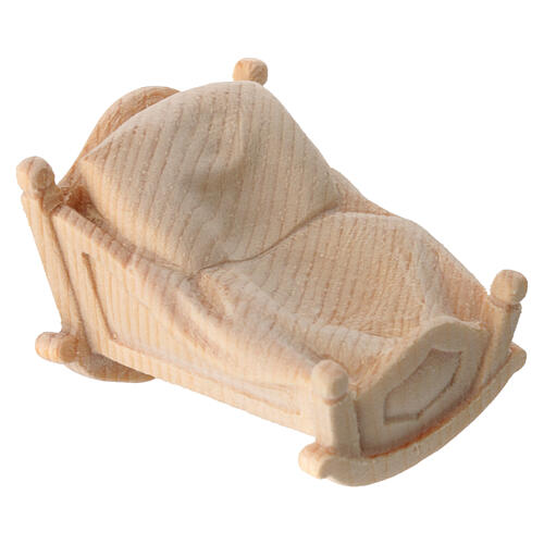 Infant Jesus' rocking cradle for Mountain Nativity Scene with 12 cm characters, Swiss pine natural wood 3