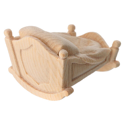 Baby Jesus rocking manger natural Montano Pine wood nativity 12 cm 4