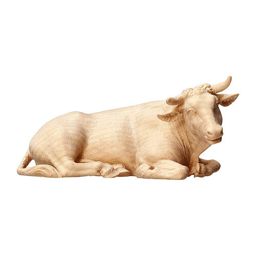 Ox statue in natural wood, Mountain Swiss Pine Nativity 10 cm 1