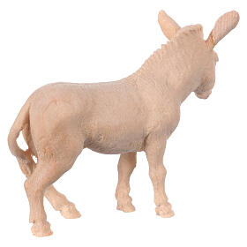 Burro madera natural estatua belén Montano Cembro 10 cm