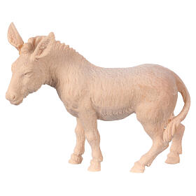 Asino legno naturale statua presepe Montano Cirmolo 10 cm