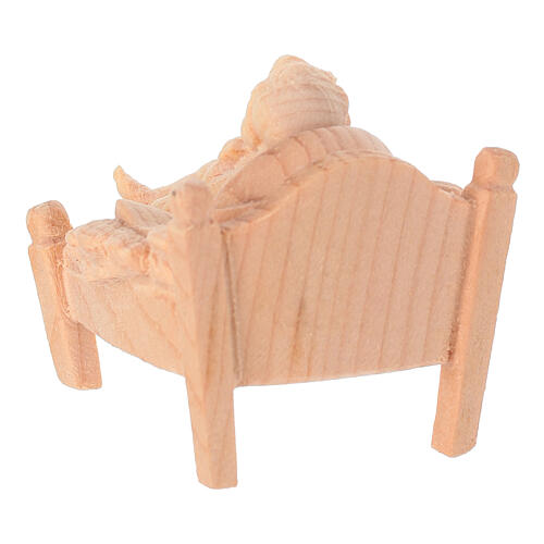 Infant Jesus in his crib, set of 2 for Mountain Nativity Scene with 12 cm characters, Swiss pine natural wood 6