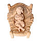 Infant Jesus in his crib, set of 2 for Mountain Nativity Scene with 12 cm characters, Swiss pine natural wood s1