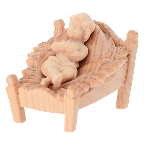 Enfant Jésus avec mangeoire pour crèche de montagne en bois de pin cembro 12 cm 1