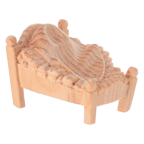 Baby Jesus in manger figurine Mountain Swiss pine 2 pcs natural wood nativity scene 12 cm 4