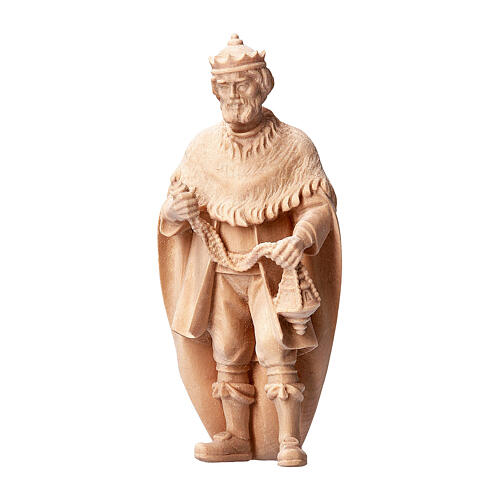 Re bianco 10 cm Montano Cirmolo presepe statua legno naturale 1