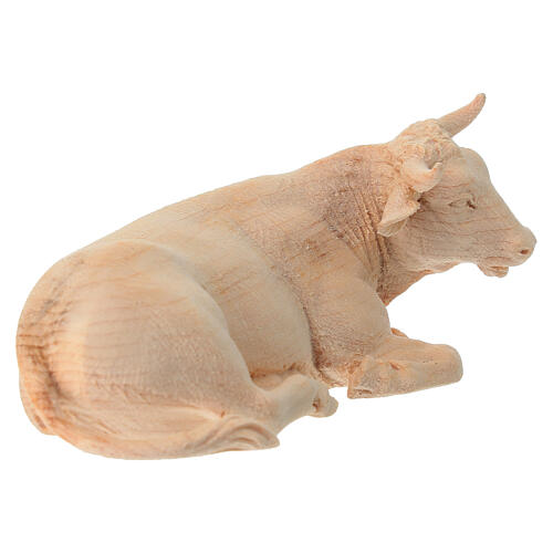 Buey Montano Cembro belén estatua madera natural 12 cm 4