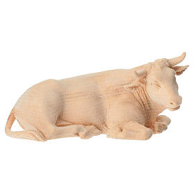 Boi 12 cm para presépio de montanha em madeira natural pinheiro de cembro