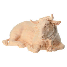 Boi 12 cm para presépio de montanha em madeira natural pinheiro de cembro