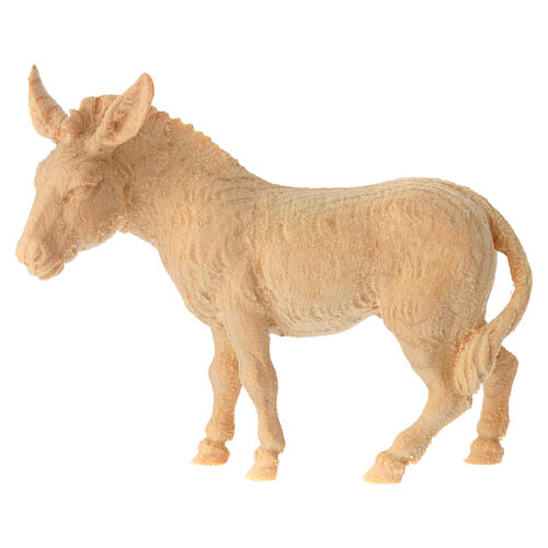 Estatua burro madera natural belén Montano Cembro 12 cm 1