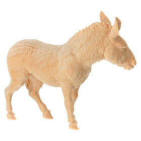 Statua asino legno naturale presepe Montano Cirmolo 12 cm