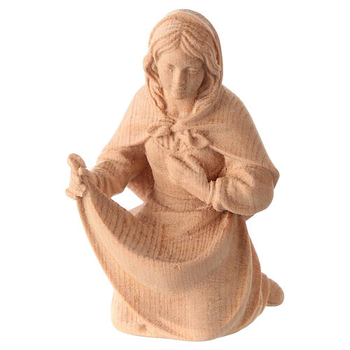 Virgin Mary statue for 12 cm Mountain Nativity Scene, Swiss pine natural wood 1