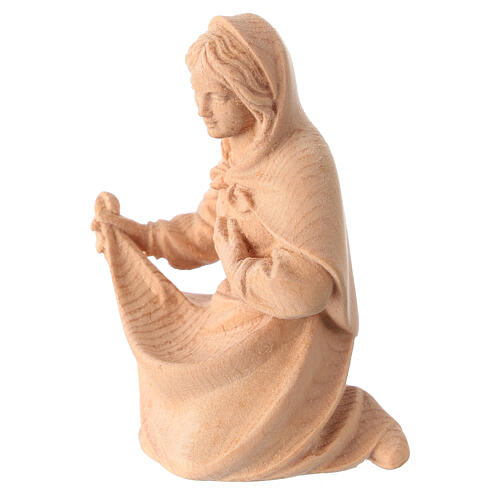 Virgin Mary statue for 12 cm Mountain Nativity Scene, Swiss pine natural wood 2