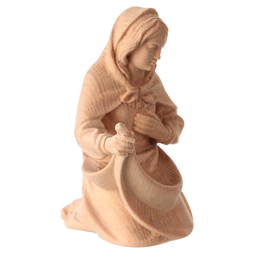 Virgin Mary statue for 12 cm Mountain Nativity Scene, Swiss pine natural wood 3
