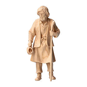 St Joseph statue for 12 cm Mountain Nativity Scene, Swiss pine natural wood