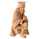 Wise Man on his knees statue for 12 cm Mountain Nativity Scene, Swiss pine natural wood s3