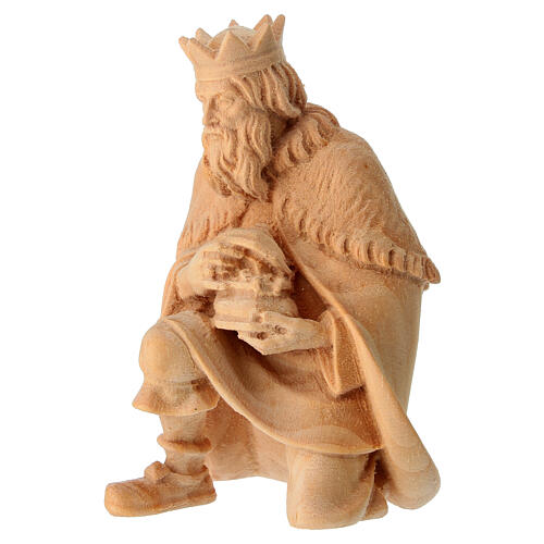 Roi Mage agenouillé crèche de montagne 12 cm bois naturel de pin cembro 2