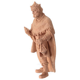 Statue Magi King with thurible in natural pine wood nativity scene 12 cm