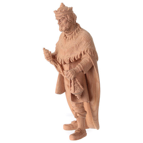 Statue Magi King with thurible in natural pine wood nativity scene 12 cm 2