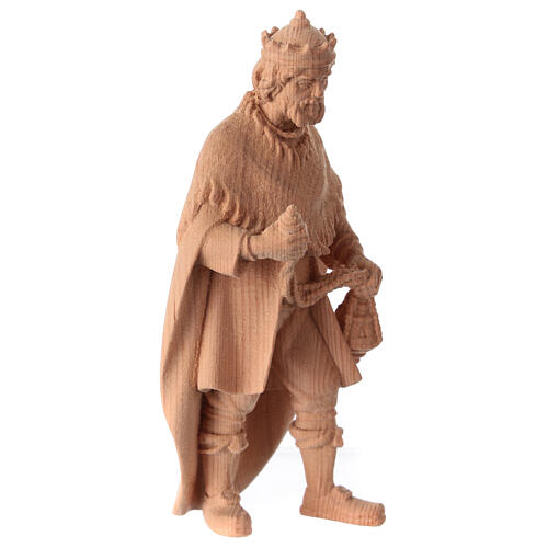 Statue Magi King with thurible in natural pine wood nativity scene 12 cm 3