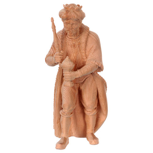 Moor Wise Man statue for 12 cm Mountain Nativity Scene, Swiss pine natural wood 1