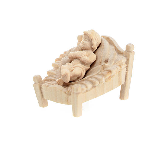 Holy Family with crib, set of 4, natural wood Mountain Nativity Scene with 10 cm characters 2