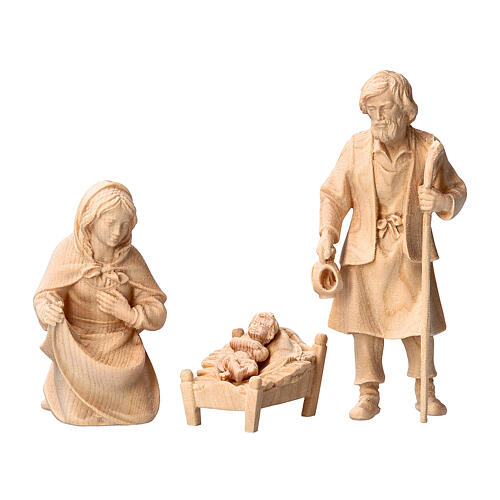 Holy Family set with manger 4 pcs 10 cm Mountain Pine wood 1