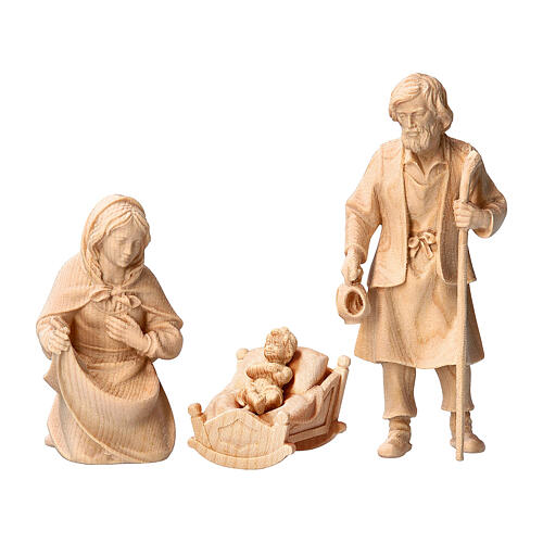 Holy Family with rocking cradle, set of 4, natural wood Mountain Nativity Scene with 10 cm characters 1