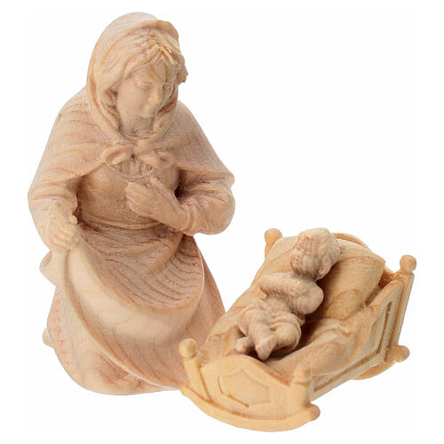 Sagrada Familia 10 cm cuna estatuas madera mecedora 4 piezas belén Montano Cembro 2