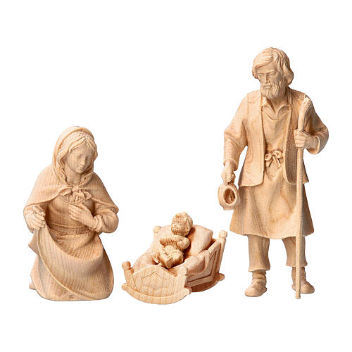 Holy Family set with rocking manger 4 pcs 10 cm Mountain Pine wood 1